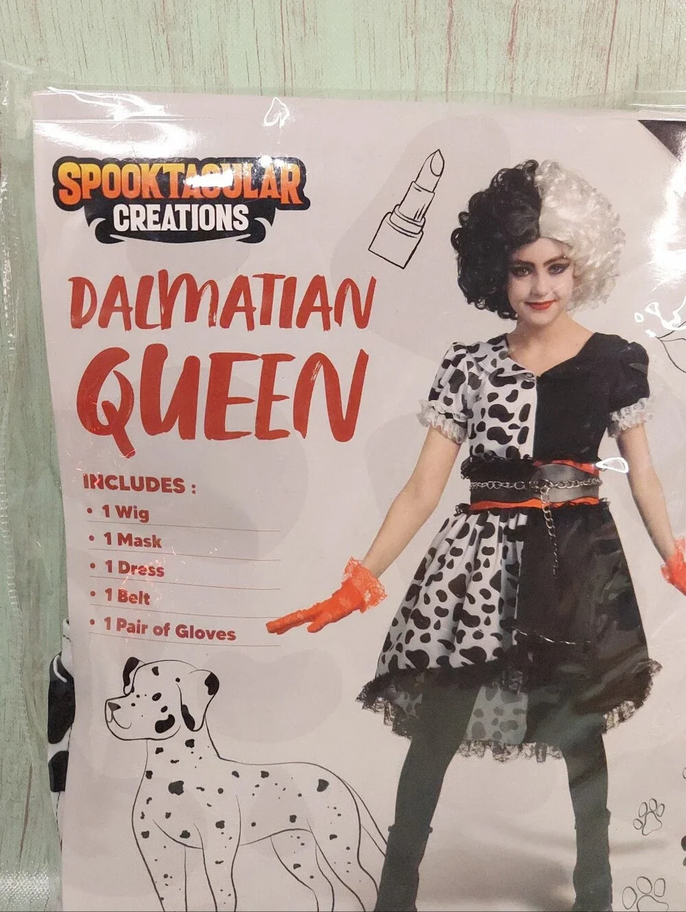 Dalmatian Queen Girls Costume Sz M 8-10yrs